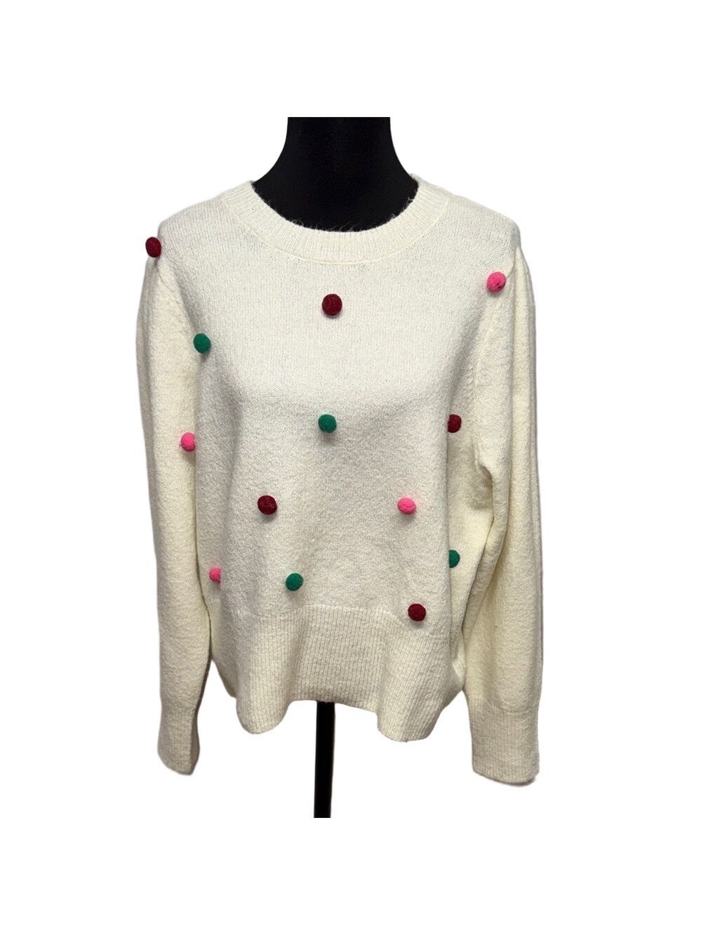 Daily Thread Pom Pom Sweater Cream Multicolor 1X